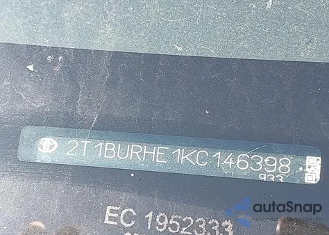 2019 Toyota Corolla Le z USA, uszkodzony, nr VIN 2T1BURHE1KC146398